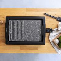 Cecotec 3095 Tasty&Grill 2000 Inox MixStone. Plancha de asar eléctrica con Acabados en acero inoxidable Termostato regulable Placa antiadherente. - details 3