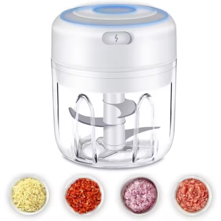 Mini picadora eléctrica de ajo, picadora de alimentos, mini procesadores de alimentos, batidora de alimentos de cocina portátil inalámbrica con carga USB, potente garl de fácil limpieza - 1