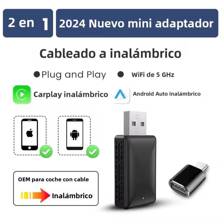Adaptador Bluetooth Inteligente Para Coche Sin Cable 2 En 1 Android Auto Carplay Para Porsche 718 Panamera Macan Cayenne 911 Taycan - 1