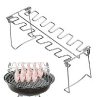 Soporte De Barbacoa Para Pollo Y Piernas De Cerdo En Acero Inoxidable Antideslizante Y No Adherente Herramienta De Cocina Resistente Al Calor Para Asado Y Horno - details 1