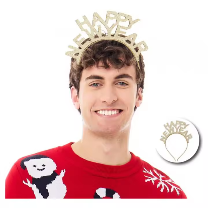 Partilandia Diadema de Feliz Año Nuevo dorado brillante - 1