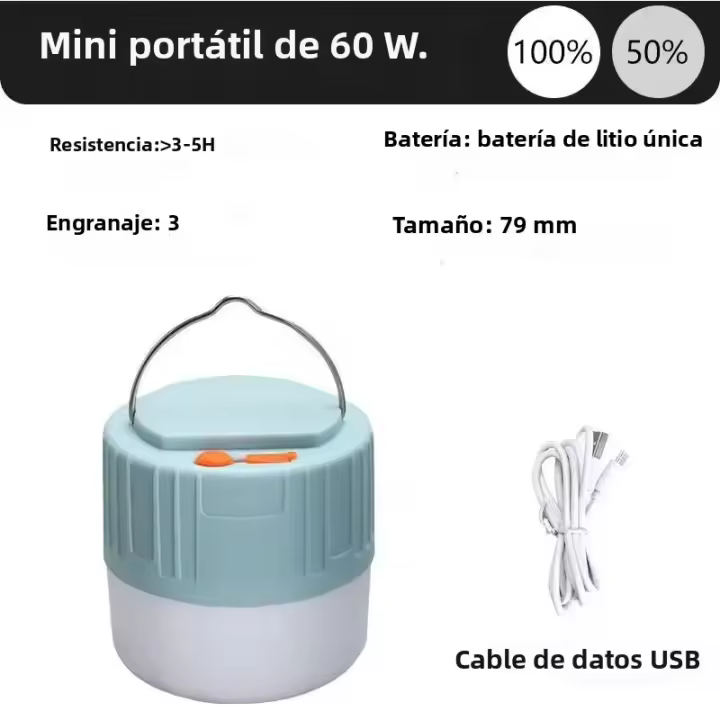 Lámpara De Camping Solar Impermeable Con Luz De Fútbol Y USB Recargable Bombilla LED Plegable Para Emergencias Lámpara De Pesca Ideal Para Tienda De Campaña Jardín Hogar Coche Fiesta - 1