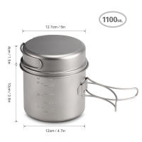 Juego De Cocina De Camping De Titanio 1100ML / 1600ML Con Manija Plegable Taza Y Olla Super Ligera Para Exterior - details 6