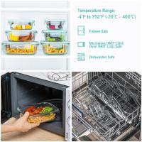 Set 8 fiambreras borosilic rectangulares 200-200-320-400-520-640-640-800ml,Juego de 8 recipientes de almacenamiento de alimentos de cristal,recipientes de vidrio con - details 6