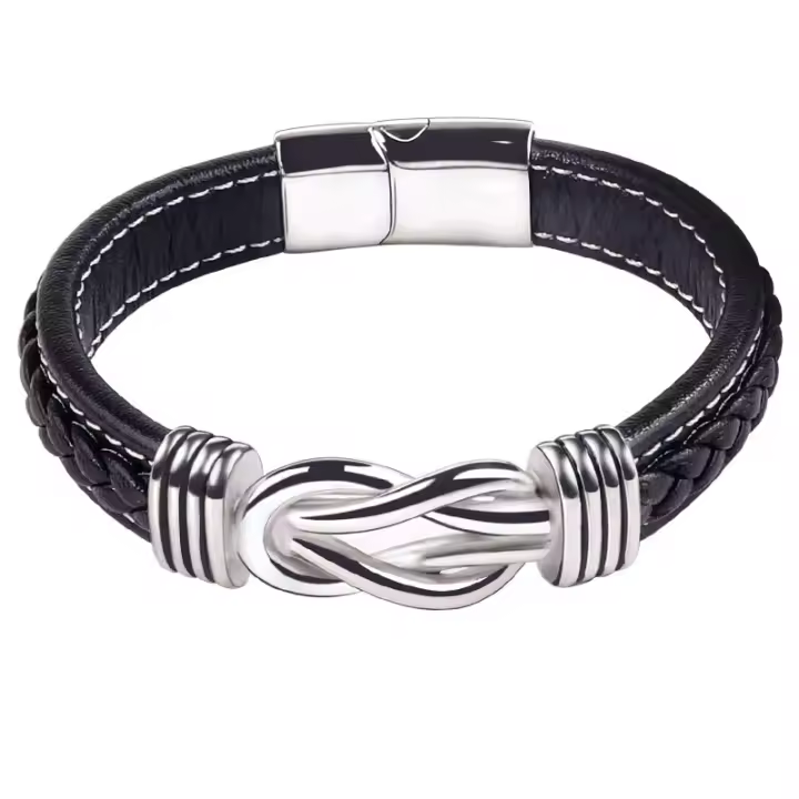 (Lo mejor) pulsera de cuero Joyería de Plata para helbres Regalos para Padres/abuelos Regalos para Navidad Regalos para San Valentín - 1