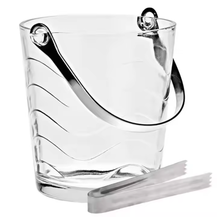 ARTEHOME  Cubitera Cristal Transparente lisa con Pinza ,12.00*12.00*13.50 CM.  Ideal para Cubo de Hielo y para hogar ,fiesta, bodas, cócteles, barbacoas, pícnic etc.calidad premium - 1