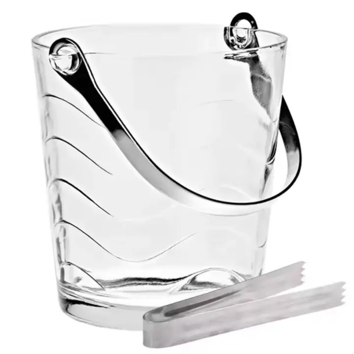 ARTEHOME  Cubitera Cristal Transparente lisa con Pinza ,12.00*12.00*13.50 CM.  Ideal para Cubo de Hielo y para hogar ,fiesta, bodas, cócteles, barbacoas, pícnic etc.calidad premium - 1