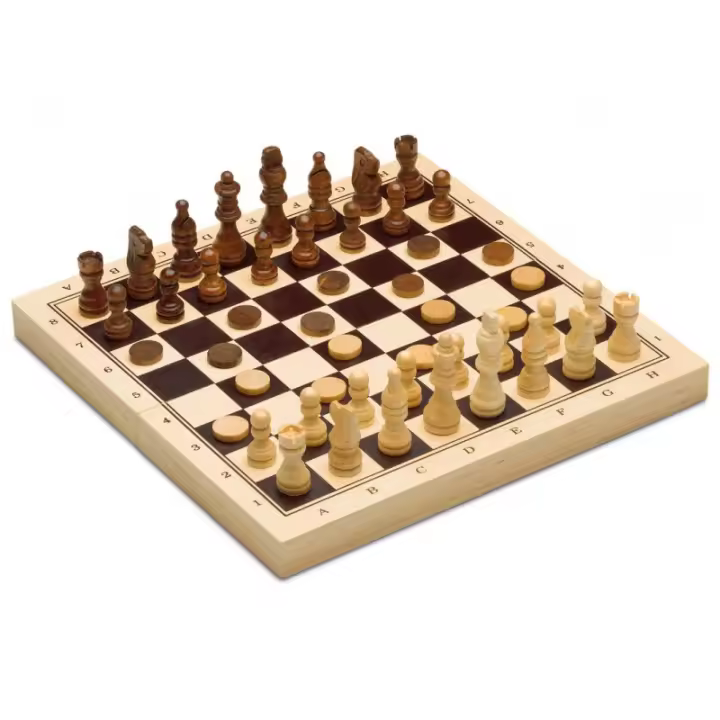Tablero Ajedrez-Damas-Backgammon Plegable. 29x29cm. Madera natural - 1