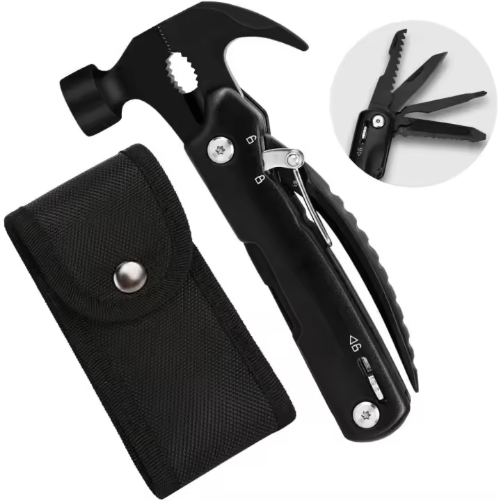 Herramienta de supervivencia con Martillo multimtifción 12 en 1 con Martillo, abridor de botellas, cortador de vino, deslillador, alicates, abridor de botellas, cerradura de seguridad, regalo de cumpleaños para hambres/Papá/marido - 1
