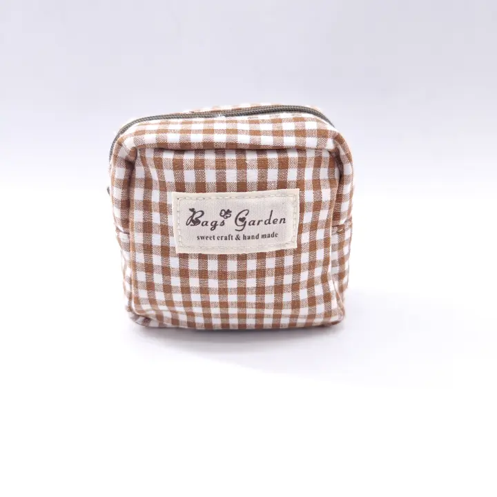 Bagsgarden- Pequeña bolsa de vichy de algodón, multifuncional, bolsa de almacenamiento para objetos pequeños, bolsa para artículos personales, monedero para mujer - 1