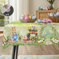 Mantel Redondo De Pascua Retro Con Estampado De Conejo Y Huevo Tamaño Variado Decoración De Jardín Y Cocina Para Uso Diario En Mesa De Comedor Terraza - details 0