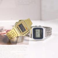 Reloj Electrónico Clásico Y Moderno Cuadrado Para Hombres Y Mujeres Estilo Pareja Pulsera De Acero A159 Ge Resistente Al Agua - details 1