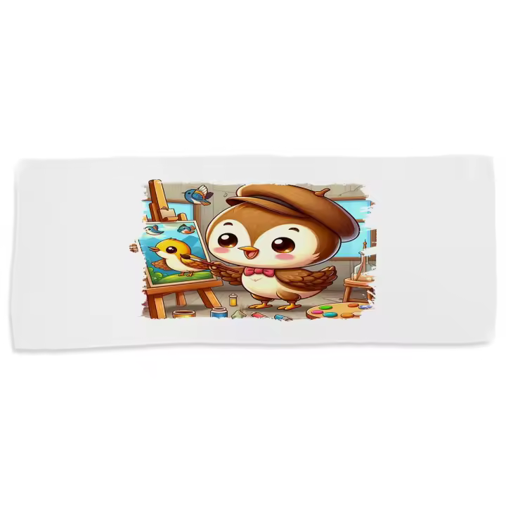 MERCHANDMANIA TOALLA MEDIANA GIMNASIO ABSORBENTE gorrion artista profesion dibujante pajaro cuadro suave con bolsita - 1