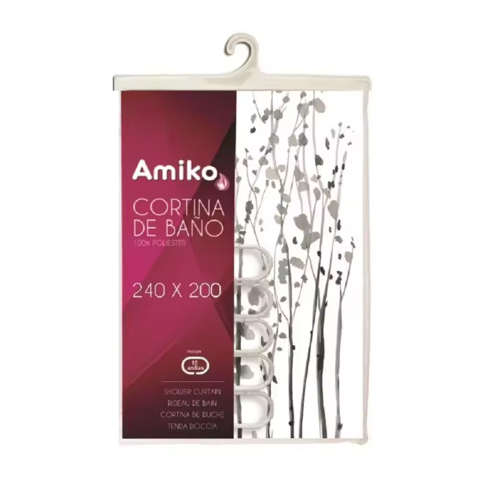 CORTINA DE DUCHA DE POLIÉSTER AMIKO 240X200 CENTIMETROS MODELO LANDAS - 1