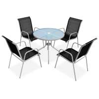 vidaXL Juego de comedor de jardín 5 piezas de acero negro - details 0