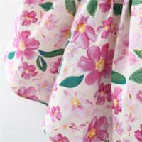 Vestido De Verano Para Niñas Con Gran Lazo En La Espalda Y Mangas Burbuja Estampado Floral Vestido De Princesa De Cuello Cuadrado - details 13