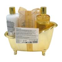 Regalo para Navidad IDC Institute – Set Oro Bañera Grande 4 Piezas: Gel de Baño, Loción Corporal, Sales y Esponja con Aroma Cautivador de Mandarina y Uvas - details 2