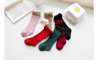 Calcetines De Encaje Para Bebés Y Niñas Infantiles Algodón Suave De Color Sólido Con Flor Adecuados Para Navidad Talla Grande Para 0-3 Años - details 4