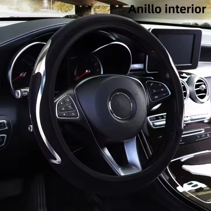 Cubierta De Volante De Cuero PU Brillante Accesorios Dinámicos Para Coche Adecuada Para 14.5-15 Pulgadas Sin Anillo Interior - 1