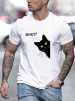 Camiseta De Gato Negro Para Hombres Estilo Casual Cuello Redondo Manga Corta Transpirable Y Ligera Para Todas Las Estaciones - details 2