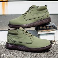 Botas De Caza FLYLAND Para Hombre Casual Hechas a Mano De Cuero Ligeros Antideslizantes Zapatillas Con Cordones - details 10