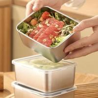 Caja De Almacenamiento De Alimentos Para Nevera Con Tapa De Plástico Acero Inoxidable Y Plástico Para Mariscos Frutas Verduras Caja De Picnic Moderna - details 6