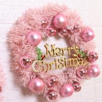 Corona De Navidad De 30 Cm En Rosa Con Bolitas De Oro Letras Feliz Navidad Decoración Para Puertas Y Ventanas Año Nuevo 2024 - details 0