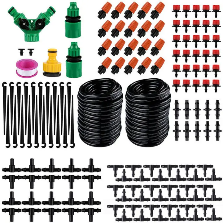 Kit de riego por goteo MINKUROW, kits de riego por goteo ajustables de 30 m, sistema de nebulización de riego DIY, kit de riego automático para invernadero de jardín - 1