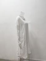 Vestido Largo Casual De Mujer Para Otoño Con Bolsillos Y Cuello En V Estilo Europeo Y Americano Algodón Y Lino Suelto - details 1