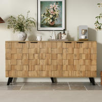 Aparador moderno con 4 Puertas | Estructura de Madera Sólida y Metal Resistant | Estantes Ajustables y Cajones Profundos | 160x35x78 cm | Ideal para Sala de Estar, restaurante y Cocina | Diseño Multifunctional y Fácil de Montar - details 0