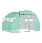 Invernadero Túnel Outsunny Garden 9 m² 3L x 3W x 2H m Acero Reforzado Ø 2,5 cm + PE Alta Densidad 140 g/m² Ventanas Puerta Abatible Verde - 1