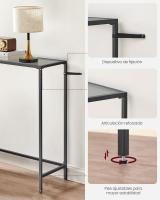 Mesa Consola con Tablero de Vidrio Templado y Patas Ajustables - Mesa de Entrada o Extremo del Sofá, Marco de Metal, Disponible en Dorado o Negro - details 12
