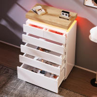 Cajonera, Aparador de Alto Brillo con 6 Cajones, Iluminación LED (Control App), Armario Multifunction para Sala de estar y Dormitorio, 115x73x39 cm - details 5