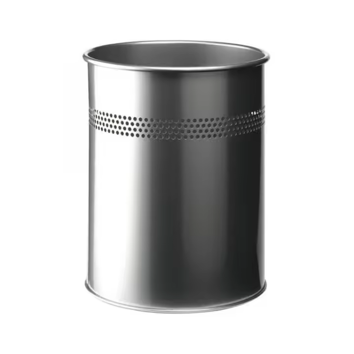 PAPELERA METALICA DE 15L SEMIPERFORADA COLOR PLATA DURABLE 3300-23 - 1