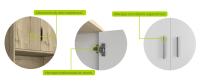 TUHOME Isla de cocina Oviedo con mini armario de 1 puerta y estantes laterales, Blanco / Macadamia - details 2