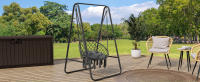 Silla Colgante con Soporte, Hamaca Colgante Exterior con Cojín 85x92x153cm, Soporte de Hamaca de Acero Resistente con Capacidad de 100kg para Dormitorio, Patio y Jardín, Gris - details 1