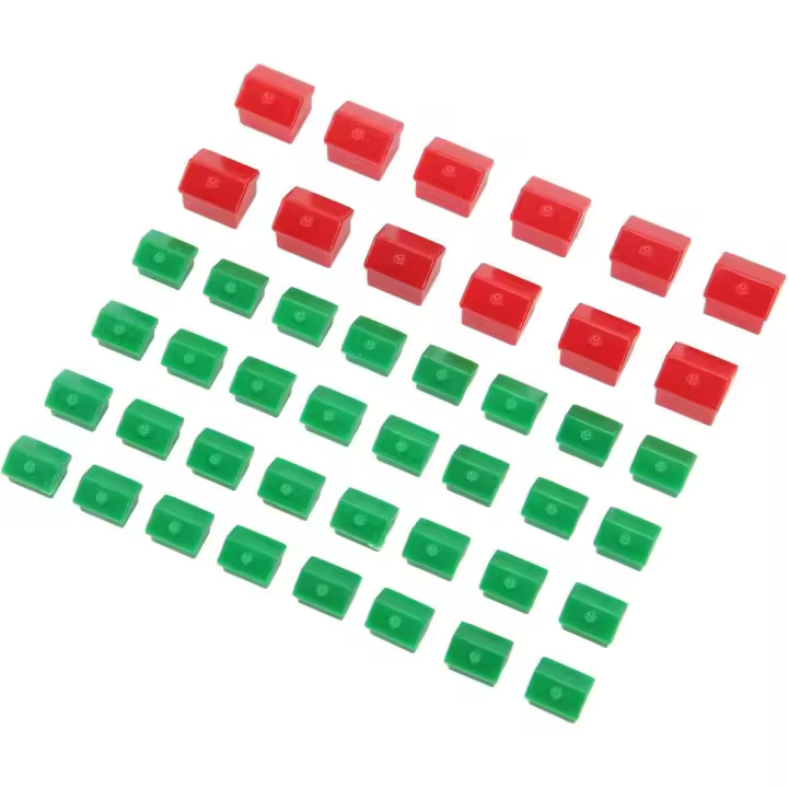 Piezas de repuesto para Monopoly Casas Hoteles Juego Hotel 12 piezas rojas y 32 piezas verdes de plástico Suplemento Accesorios Juego de repuestos para casas - 1