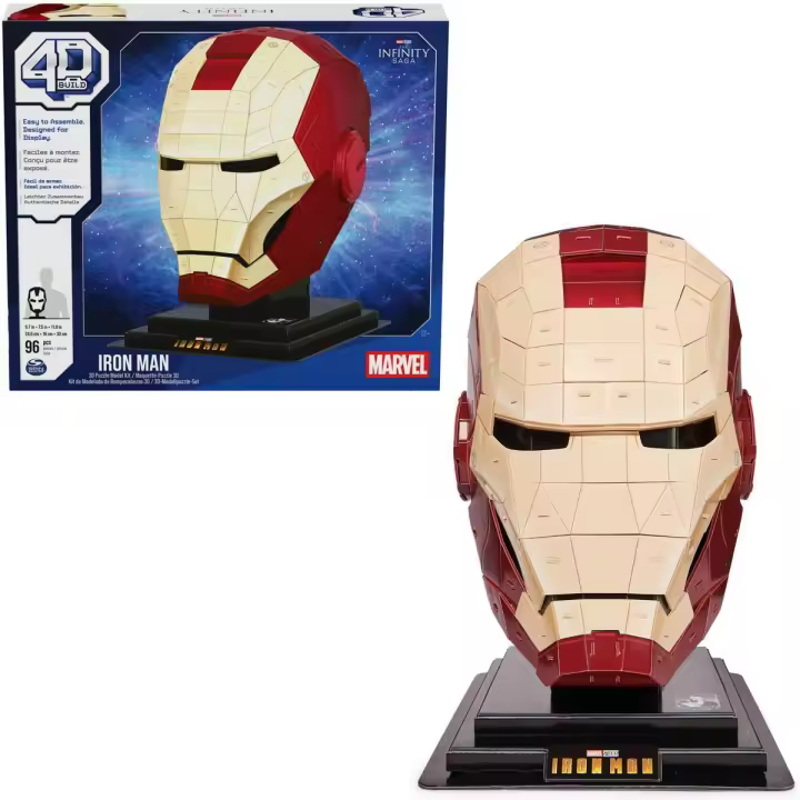 SPIN MASTER - PUZZLES 4D - CASCO IRON MAN - Puzzle Marvel 3D - Iron Man Juguete - Rompecabezas 3D Juego Construcción - Puzzles para Adultos y Niños - 6069819 - Juguetes Niños +12 años - 1
