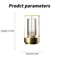 Lámpara De Mesa LED Aluminio Cristal Restaurante Barra Luz De Escritorio Dimmable 5200mAh Carga USBInterruptor Táctil Decoración Dormitorio - details 2