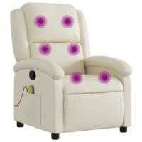 vidaXL Sillón de masaje reclinable cuero sintético Negro, Crema, Marrón Sillon Dormitorio Sillon Comodos Silla Relax Sillón Sofá - details 5