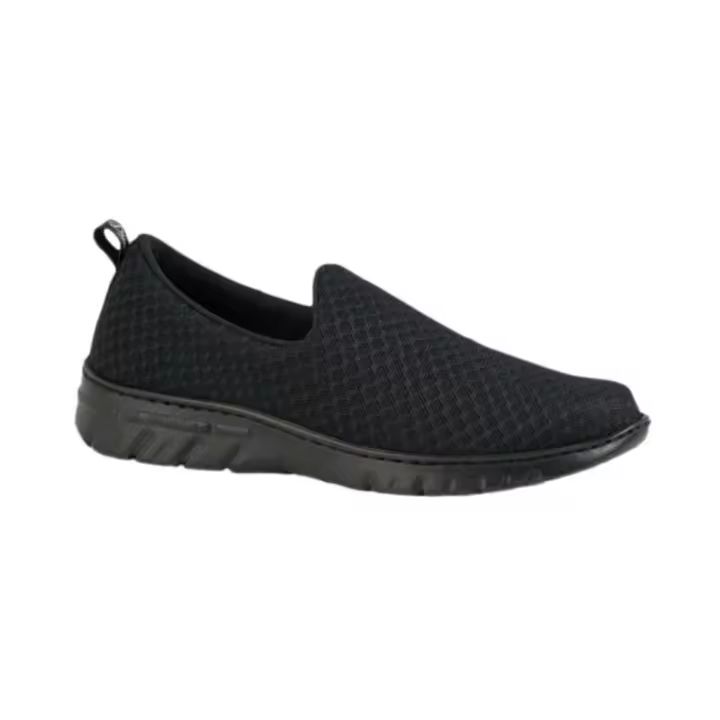 Zapatilla profesional sin cordones DIAN VALENCIA PLUS NEGRA TALLA 44 Se trata de una zapatillas sin costuras, por lo que son fáciles de poner y, por su sencillez estética combinan con cualquier tipo de uniforme o prenda de trabajo. - 1