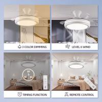 Ventilador de techo con luz LED 59W Blanco, 3 tonalidades, aspas retráctiles, 6 velocidades, control remoto, memoria, temporizador, silencioso y bajo consumo - details 1