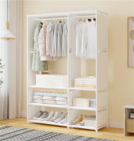 Perchero de pie y Zapatero Pared para Ropa Abrigos Estantería ropa estante MODA zapato armario empotrado organizador Vestíbulo CON TELA - details 7