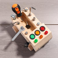 Juguete De Educar Montessori Para Niños Tablero Ocupado Con Interruptor De Madera LED Juego De Herramientas Con Tornillos Y Juntas Educativo Para Edad Preescolar - details 4