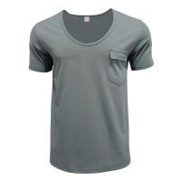 Camiseta De Verano Para Hombre Estilo Slim Fit Cuello U Color Sólido Casual Versátil Camisa Henry Manga Corta Moda 2025 - details 12