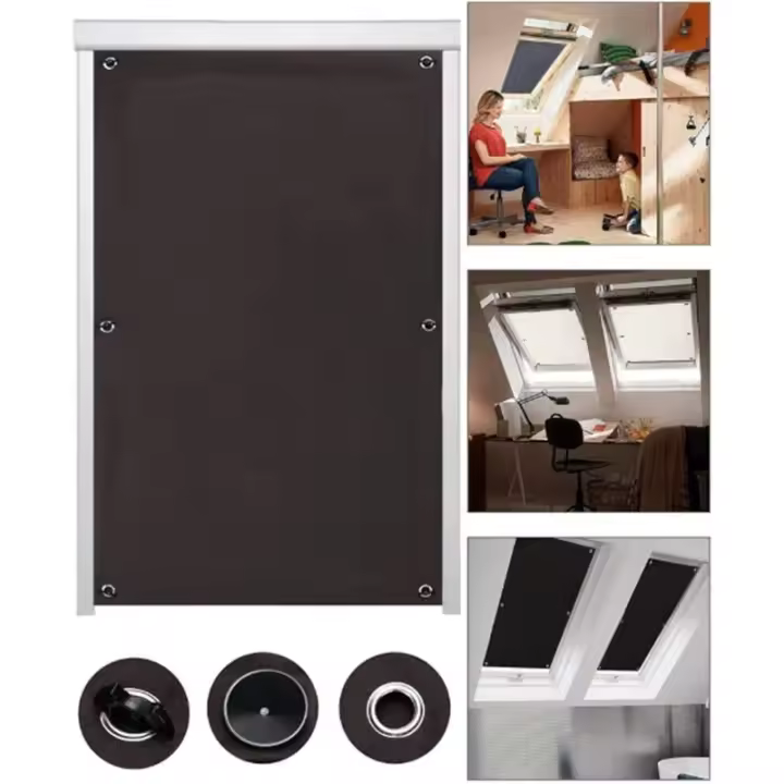 Cortinas Ciegas con ventosa con aislación de reflector de Rayos Solares Ventanas de techo Velux Sucker 60x115Cm marron - 1