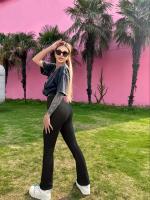 Pantalones De Yoga De Pierna Ancha De Color Sólido Alto Cintura Para Mujer Pantalones De Fitness Y Correr En Primavera Y Verano - details 0