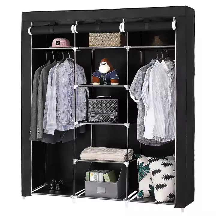 Armario de tela DIY con puerta de varillas, armario textil, armario de tela, armario plegable, armario de camping, 175*150*45cm - 1