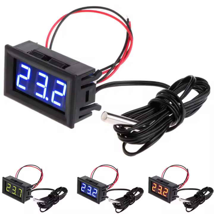 Termómetro Digital LCD Con Sensor De Temperatura DC 5-12V Y Probe De 1m Para Acuario Piscina Coche Panel Medidor De Temperatura - 1