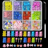 1Caja De Resina Dopa Colores Oso Gummy Estrellas Corazón Decoración Para Uñas Acrílicas Coloridas Flores Aurora Borlas Encantos Para Uñas DIY - details 1